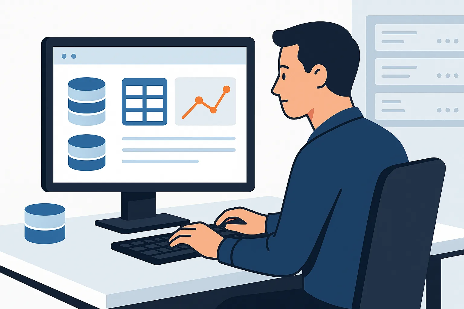 Database administrator managing a database dashboard