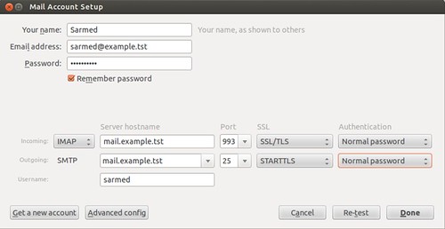 Email Account Setup for SASL Authentication
